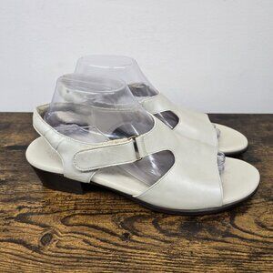 SAS Suntimer Comfort Slingback Low Block Heel SandalS Dress Shoe Pearl Bone 11 S